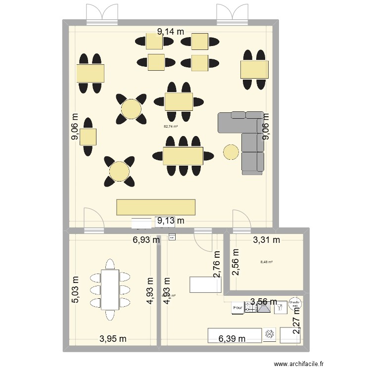 A l'occasion. Plan de 3 pièces et 133 m2