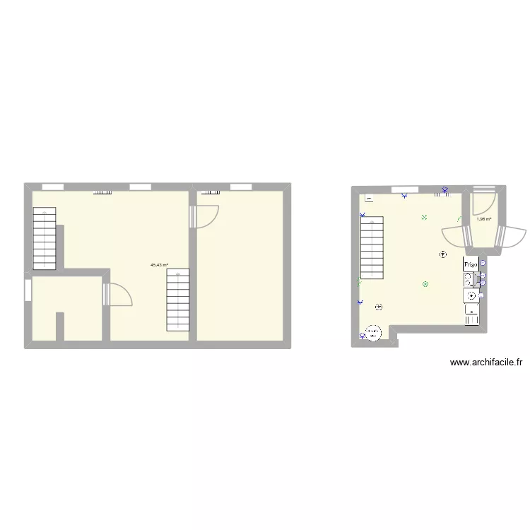 Landeleau. Plan de 3  et 67 m²