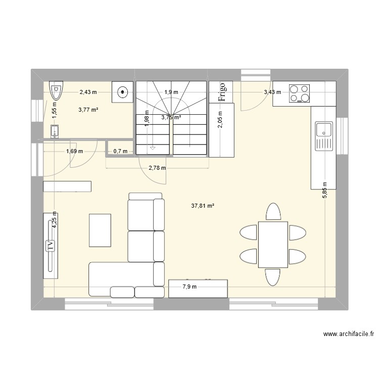 CHD3. Plan de 18 pièces et 136 m2
