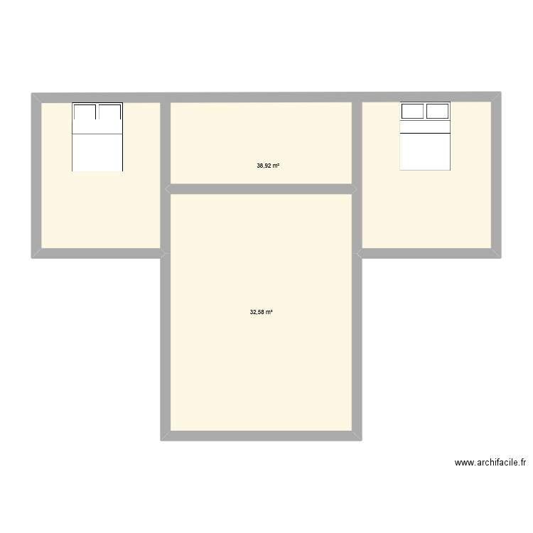fuste 2. Plan de 2 pièces et 72 m2