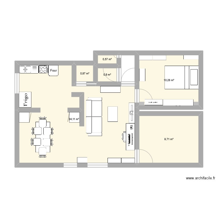 Mephala 2. Plan de 6 pièces et 57 m2