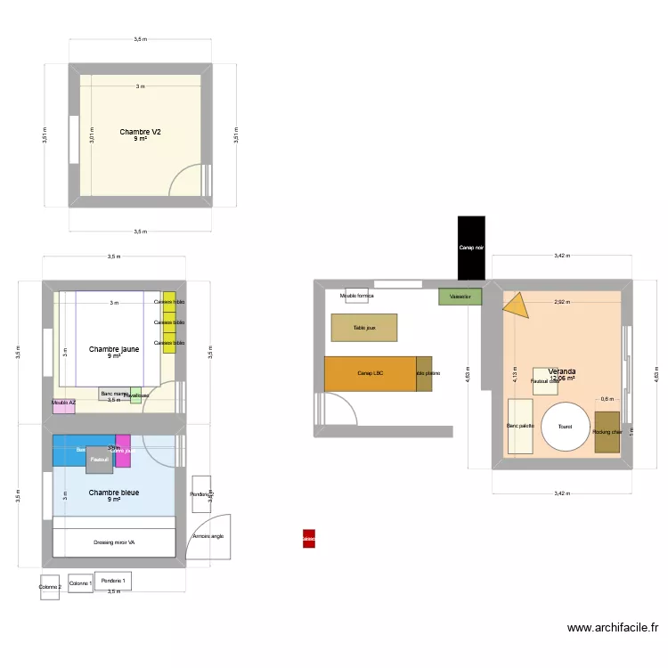 Location Maing - Version2. Plan de 4 et 39 m² Location Maing - Version2. Plan de 4 et 39 m²