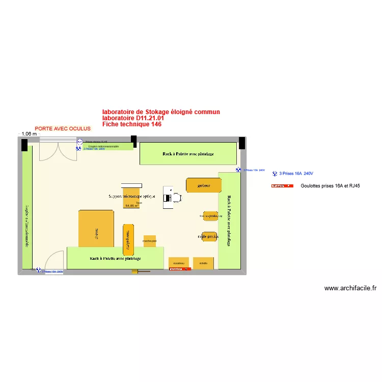 Fiche 146_laboratoire stockage &eacute;loign&eacute; v7avec mat&eacute;riel manutention 6 fevrier 2025. Plan de 
