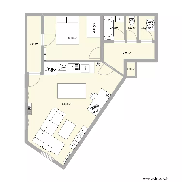 Appart Oullins. Plan de 8 et 58 m² Appart Oullins. Plan de 8 et 58 m²