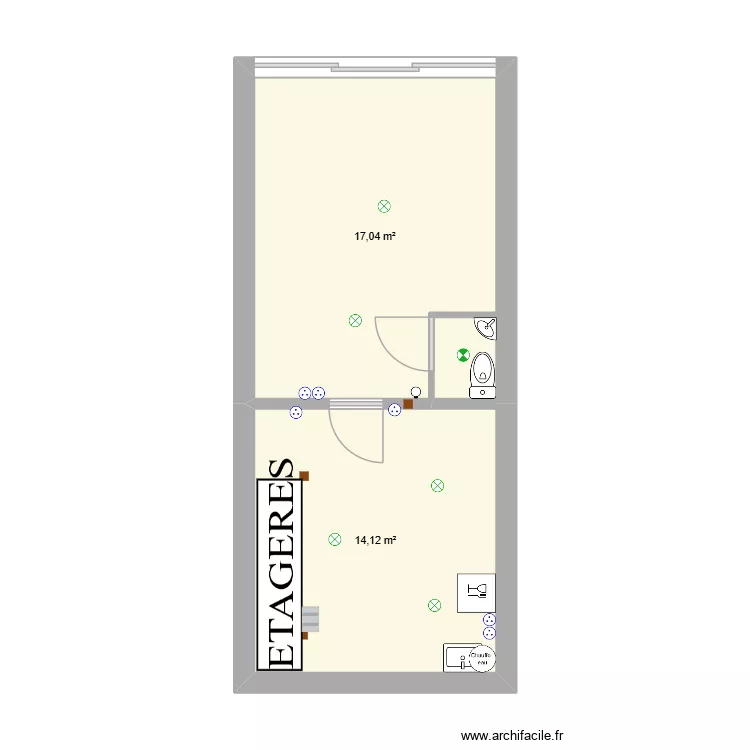 SOUS SOL LOCAL. Plan de 2  et 31 m²