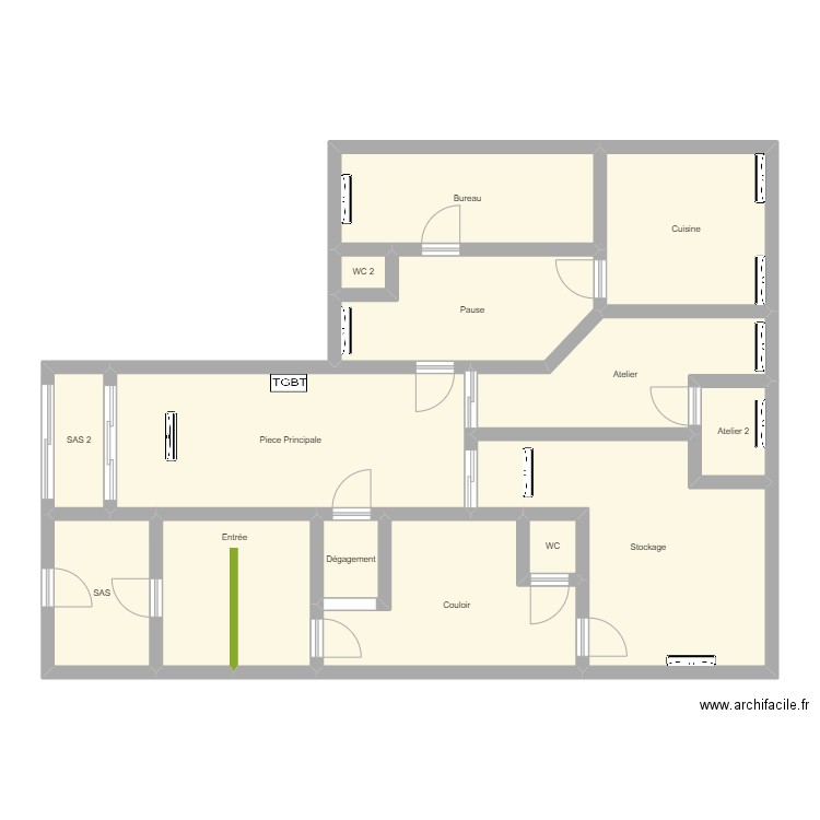 RPAL_23EBS6992. Plan de 14 pièces et 117 m2