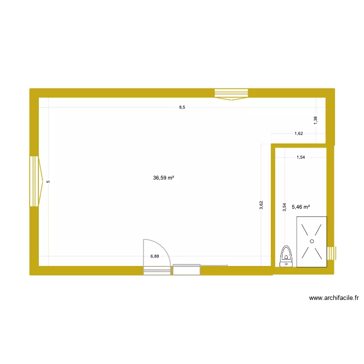 maison bois2. Plan de 2  et 42 m²