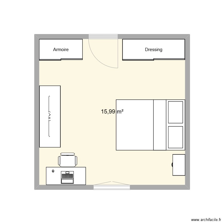Plan chambre 2. Plan de 1 pièce et 16 m2