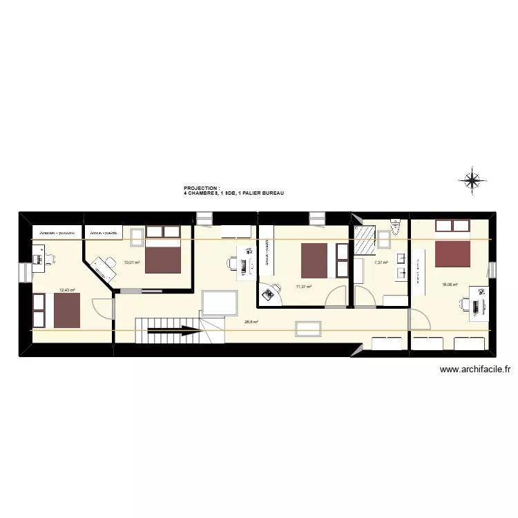 Balansun Etage 2. Plan de 6  et 84 m²