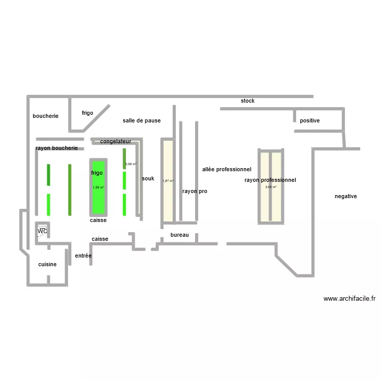 food market. Plan de 4  et 7 m²