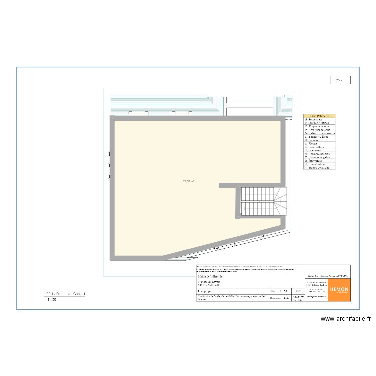 étage villerville. Plan de 1 pièce et 74 m2