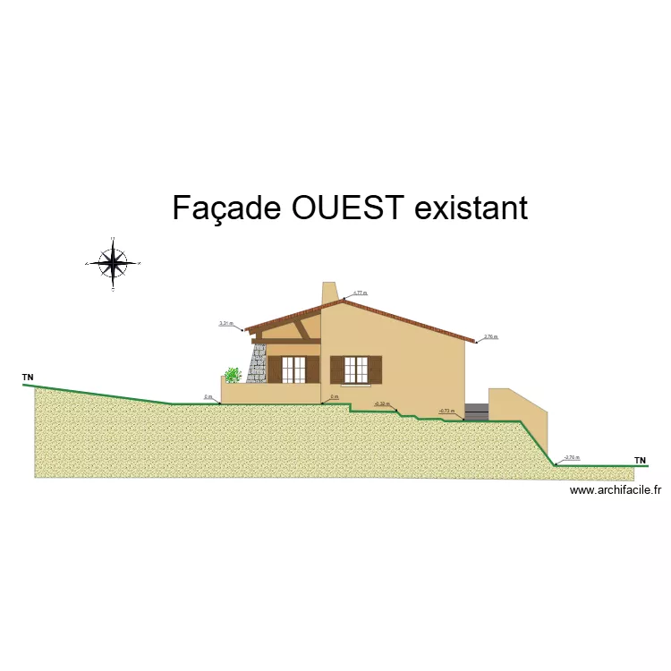 facade OUEST cros d'amic existant. Plan de 