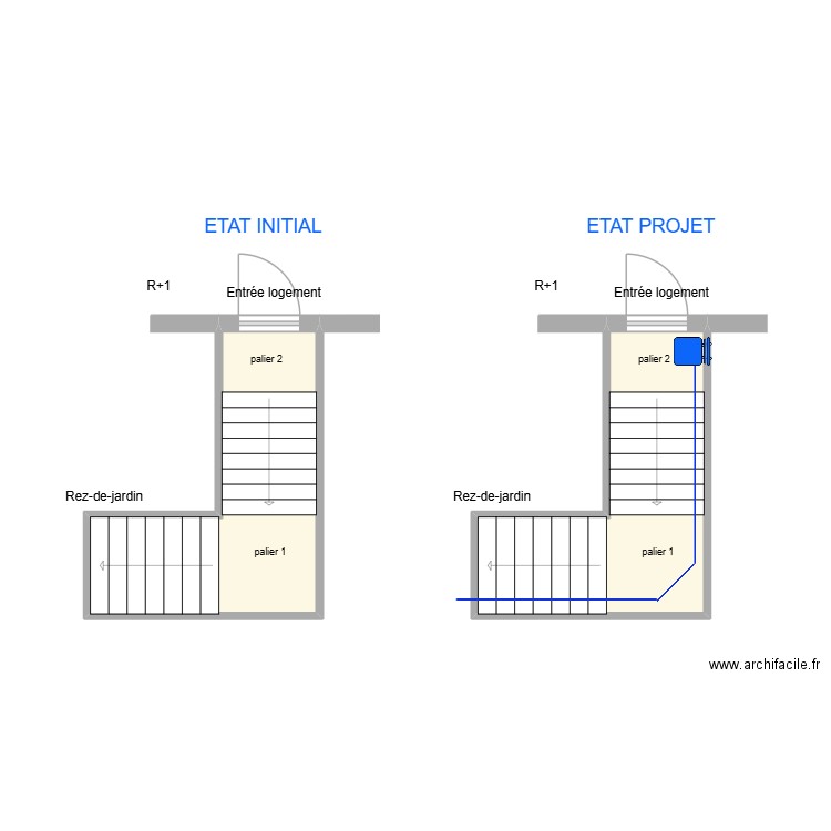 BARBE CHRISTIAN. Plan de 2 pièces et 19 m2