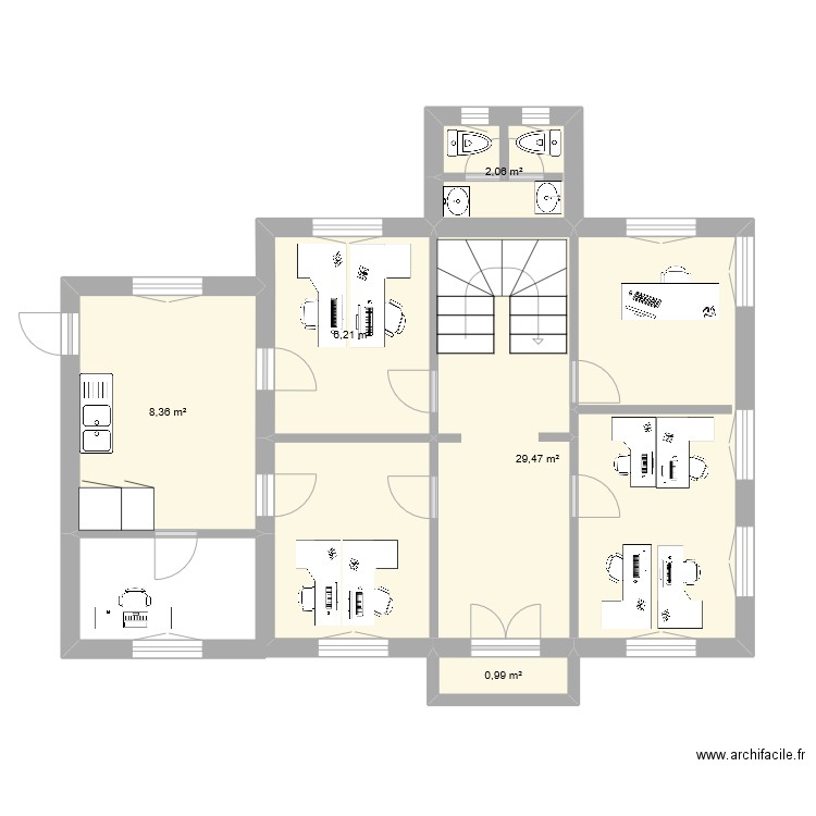 1er étage 119. Plan de 5 pièces et 47 m2