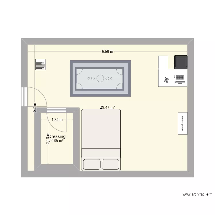 Chambre Manon. Plan de 2 Pièces et 37 m² Chambre Manon. Plan de 2 Pièces et 37 m²