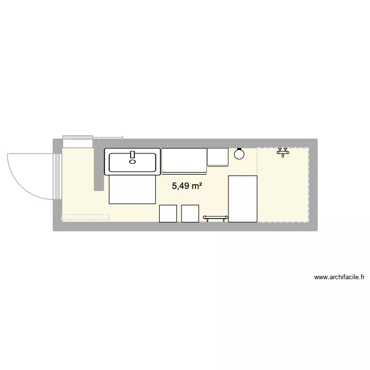 ma salle de bain 2. Plan de 1  et 5 m²