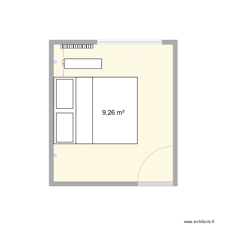 Maison chambre. Plan de 1 pièce et 9 m2
