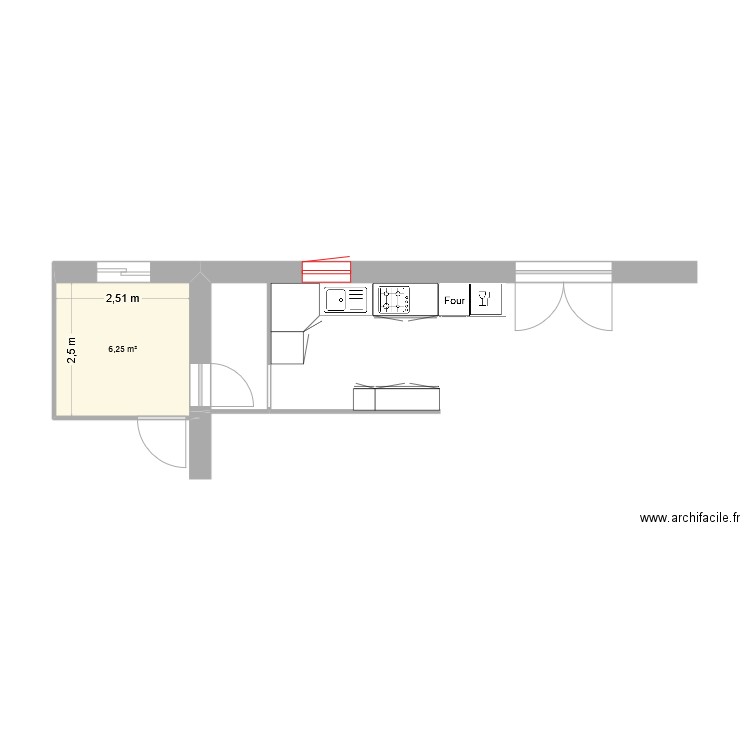CUISINE KERBRAT 1. Plan de 1 pièce et 6 m2
