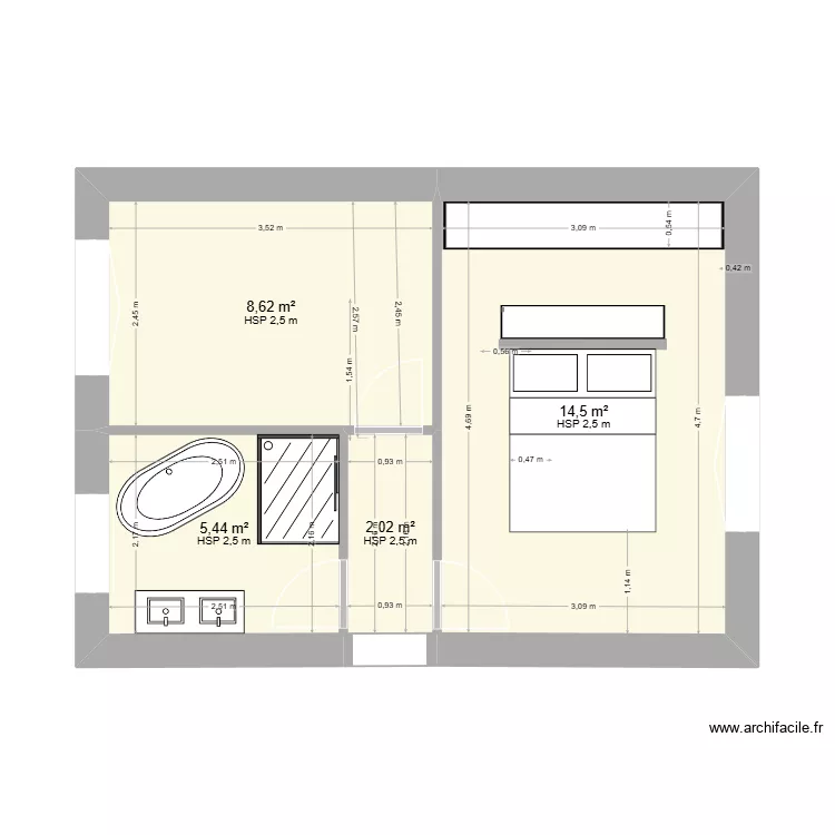 Extension_vignoux. Plan de 4  et 31 m²