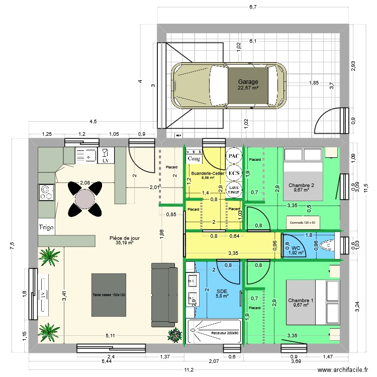 Jérémy v2. Plan de 7 pièces et 94 m2