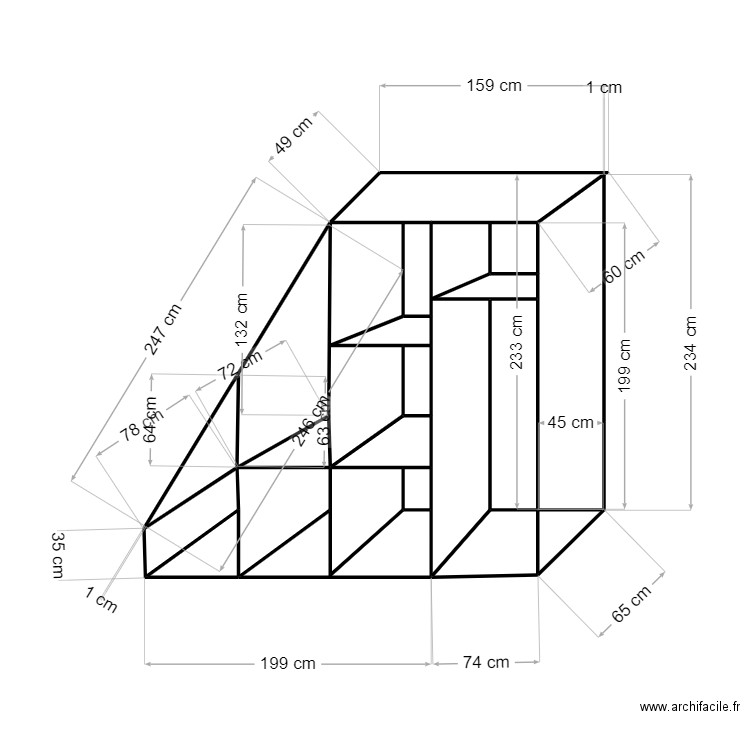 placard arriere. Plan de 20 pièces et 5 m2