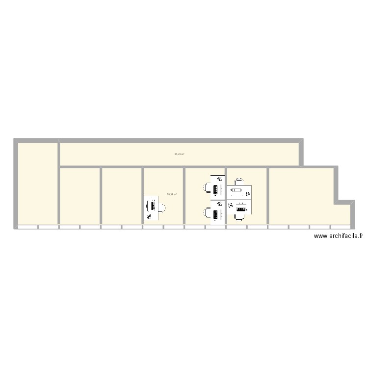 Bureau SOM 2. Plan de 2 pièces et 102 m2