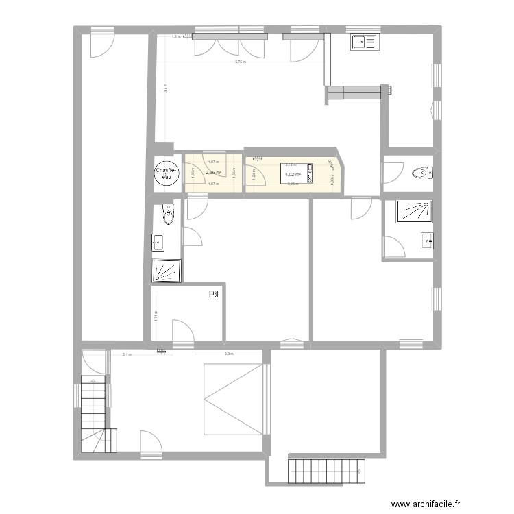 lachapelle bas projet. Plan de 2 pièces et 7 m2