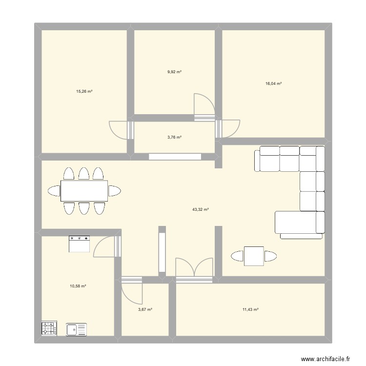MAISON 11. Plan de 8 pièces et 114 m2