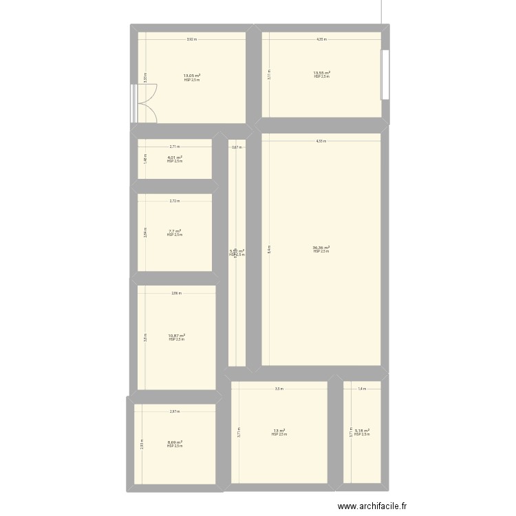 Corie. Plan de 10 pièces et 118 m2