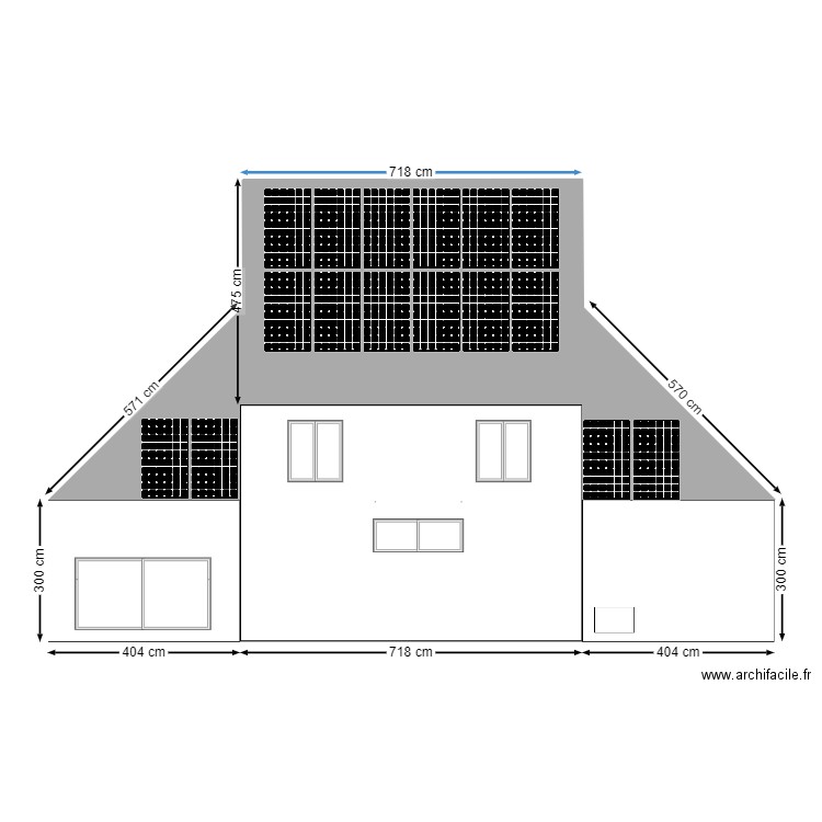 LOAS PLAN DE FACADE. Plan de 3 pièces et 50 m2