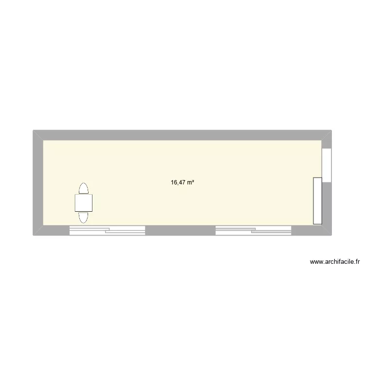 magasin. Plan de 1  et 16 m²