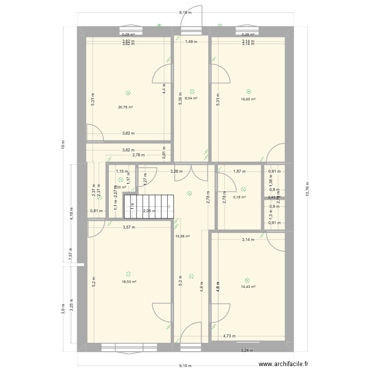 maison rdc. Plan de 11 pièces et 104 m2