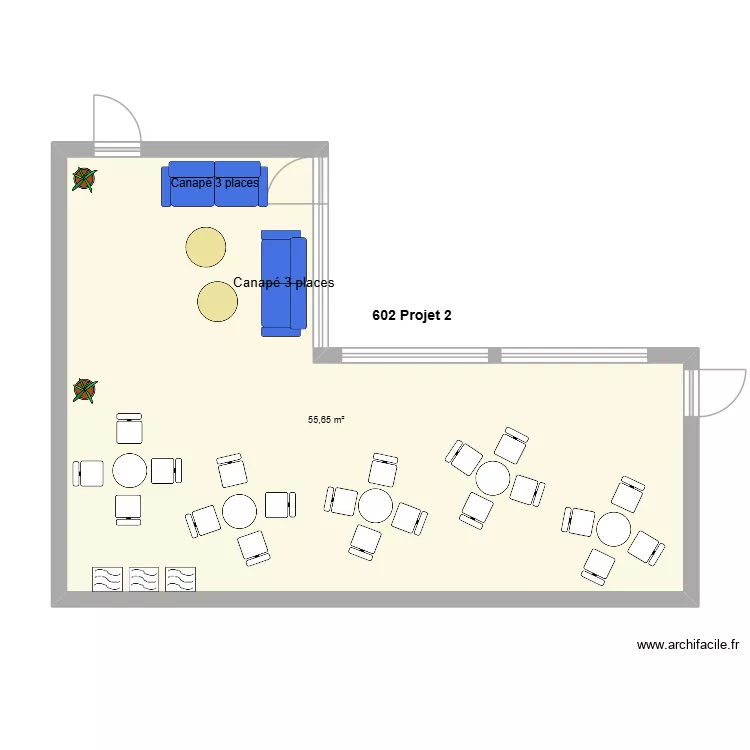602-2. Plan de 1  et 56 m²