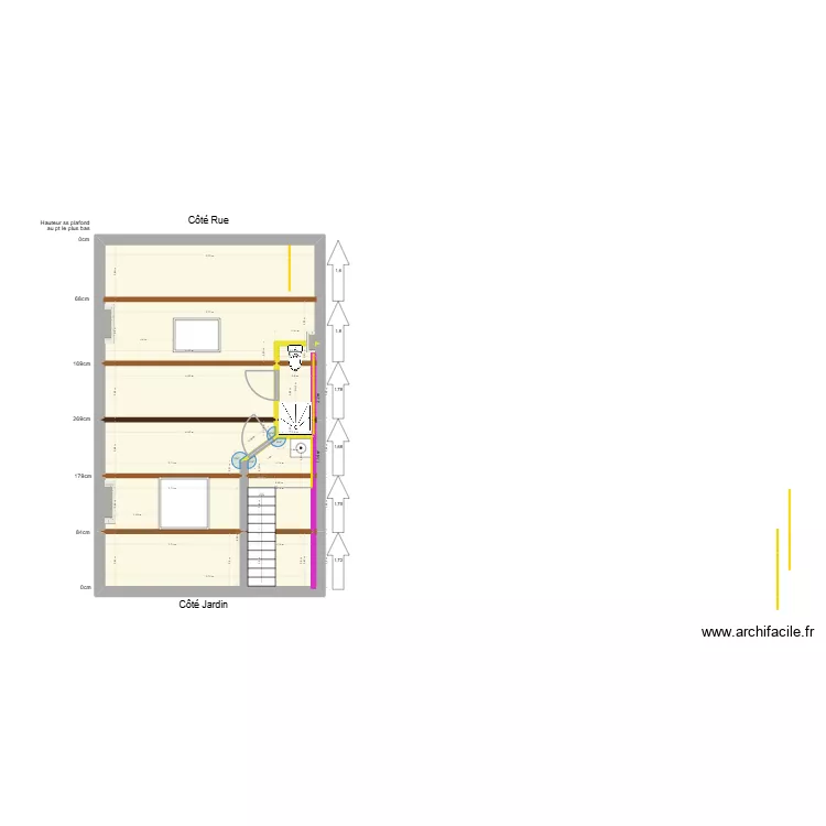 Toiture Plan studio (sdb). Plan de 14  et 50 m²