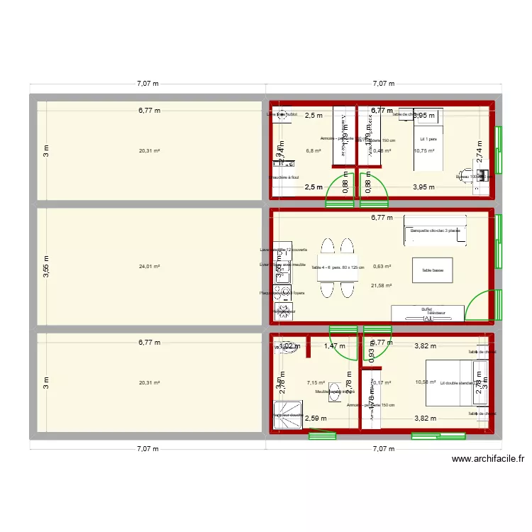locatif. Plan de 11  et 186 m²