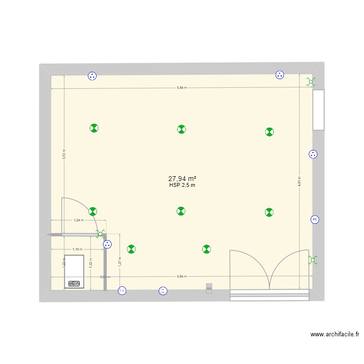 cuisine été 2. Plan de 1 pièce et 28 m2