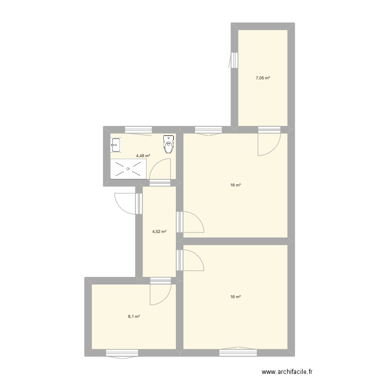 plan 1 er étage carmaux. Plan de 6 pièces et 56 m2