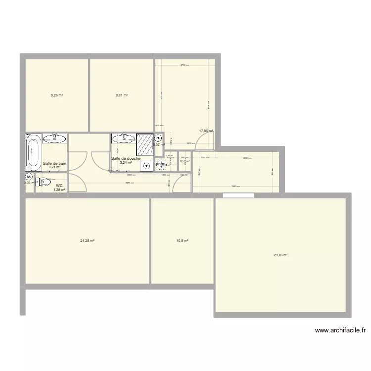 RIVECCIE. Plan de 14  et 116 m²