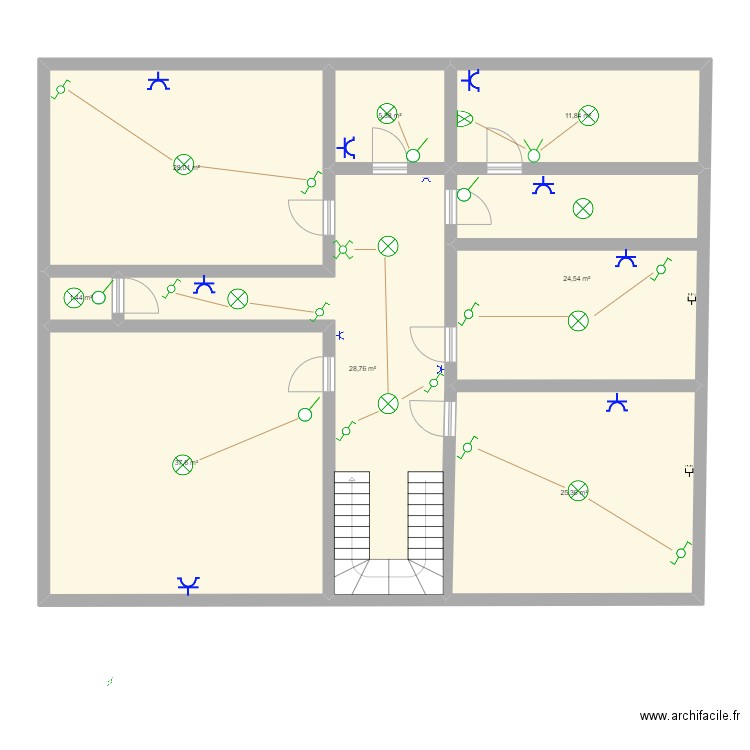 Elec Quentin schéma 3. Plan de 8 pièces et 163 m2