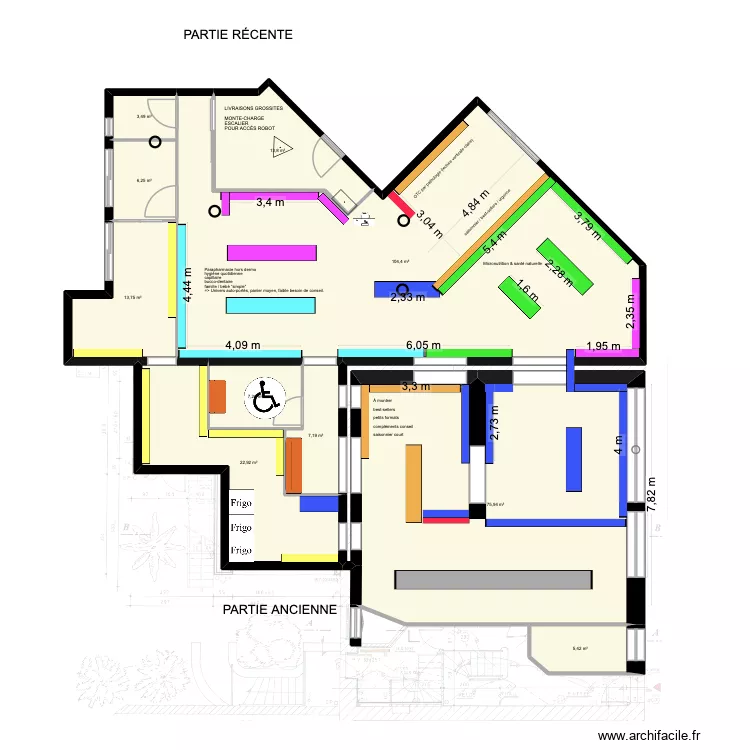 Plan pharmacie 2. Plan de 10  et 260 m²
