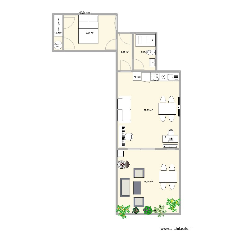 Maison Alex. Plan de 6 pièces et 59 m2