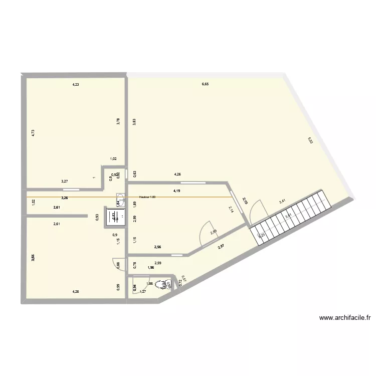 M&eacute;zannine. Plan de 2 Pièces et 102 m²