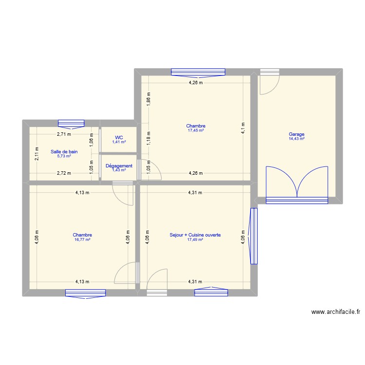 YARABA. Plan de 7 pièces et 75 m2