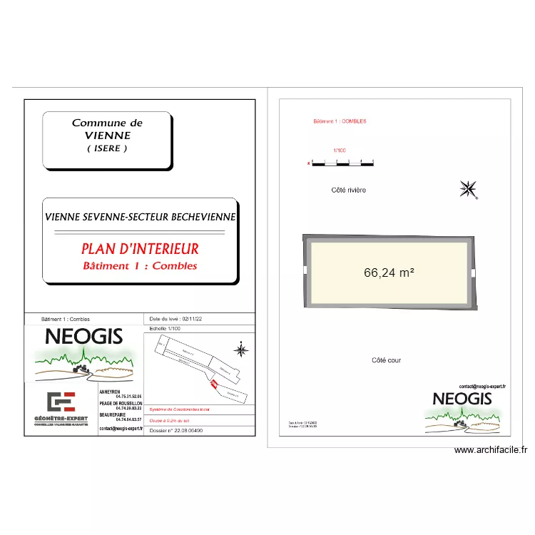 BAT 1 COMBLES. Plan de 