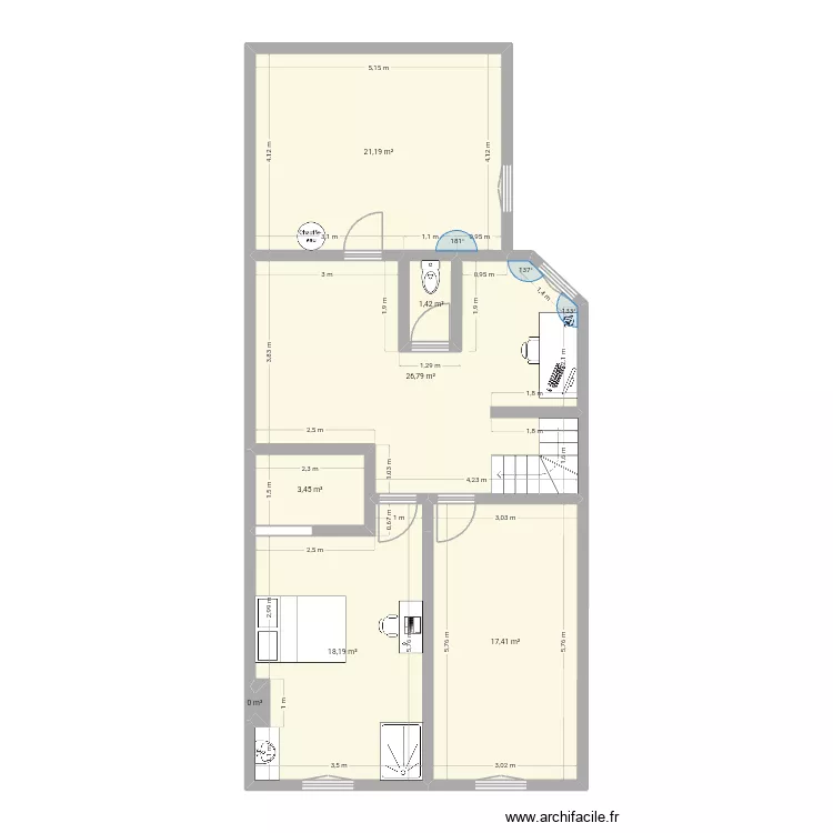 Nouvel etage ouzouer. Plan de 7  et 88 m²