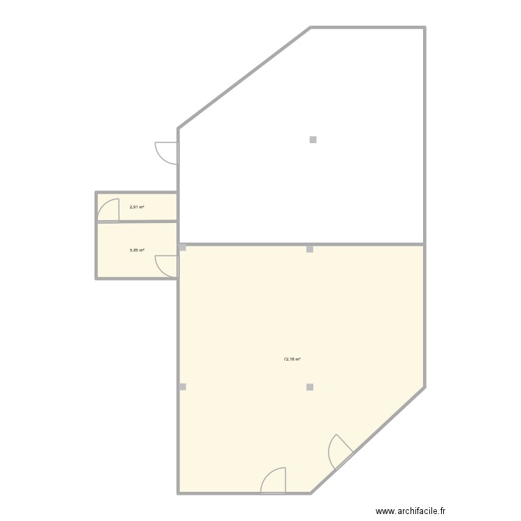 local. Plan de 3 pièces et 81 m2