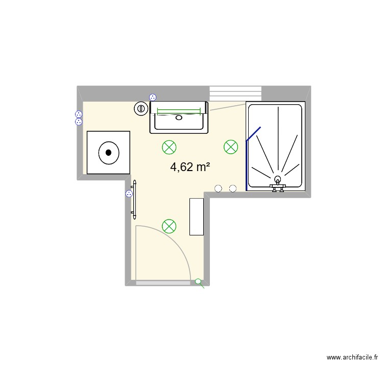 Salle de bain haut 1. Plan de 1 pièce et 5 m2
