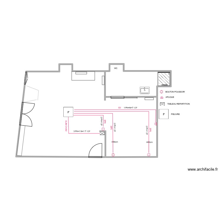 plans studio ECLAIRAGE CHAMBRE. Plan de 0 pièce et 0 m2