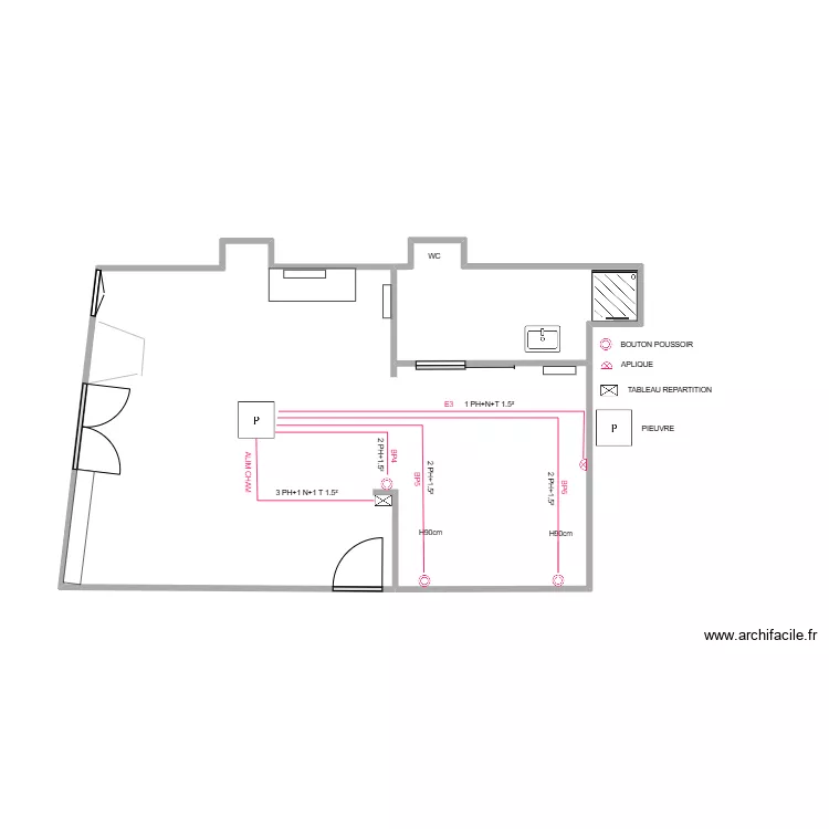 plans studio ECLAIRAGE CHAMBRE. Plan de 