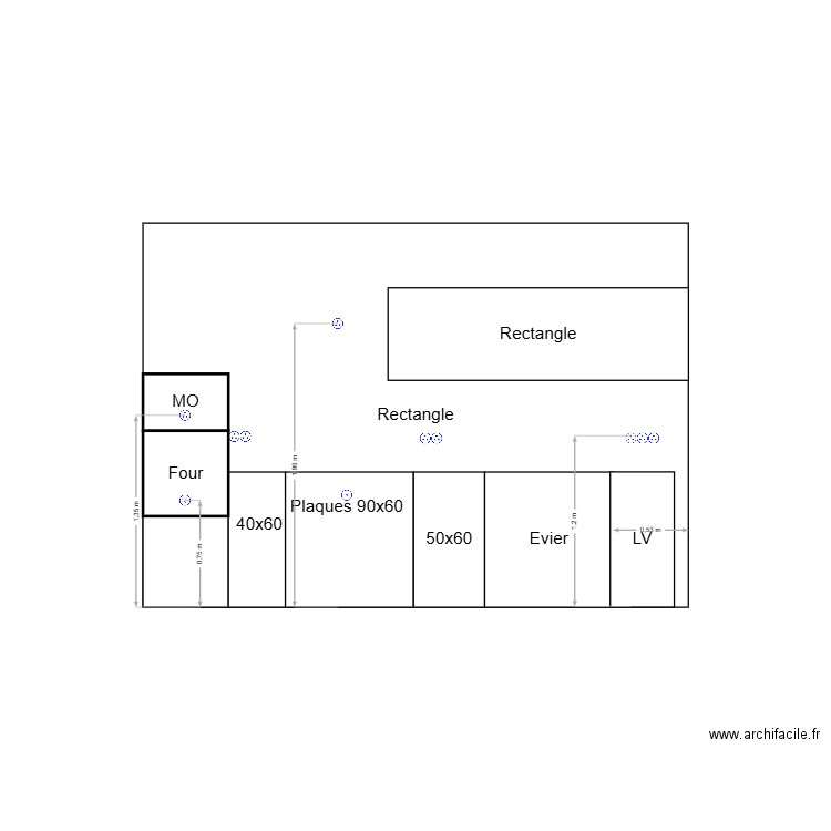 facede cuisine. Plan de 0 pièce et 0 m2
